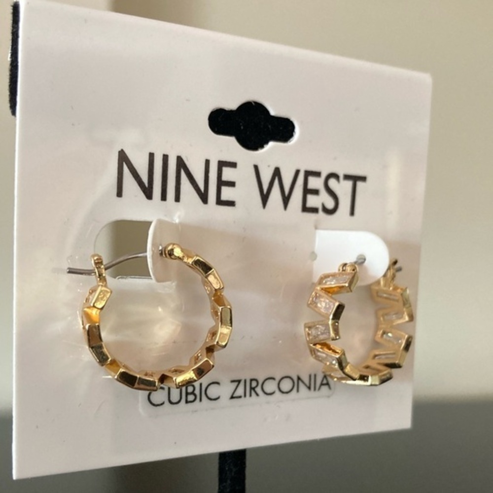 Nine West Gold Textured Hoop Earrings